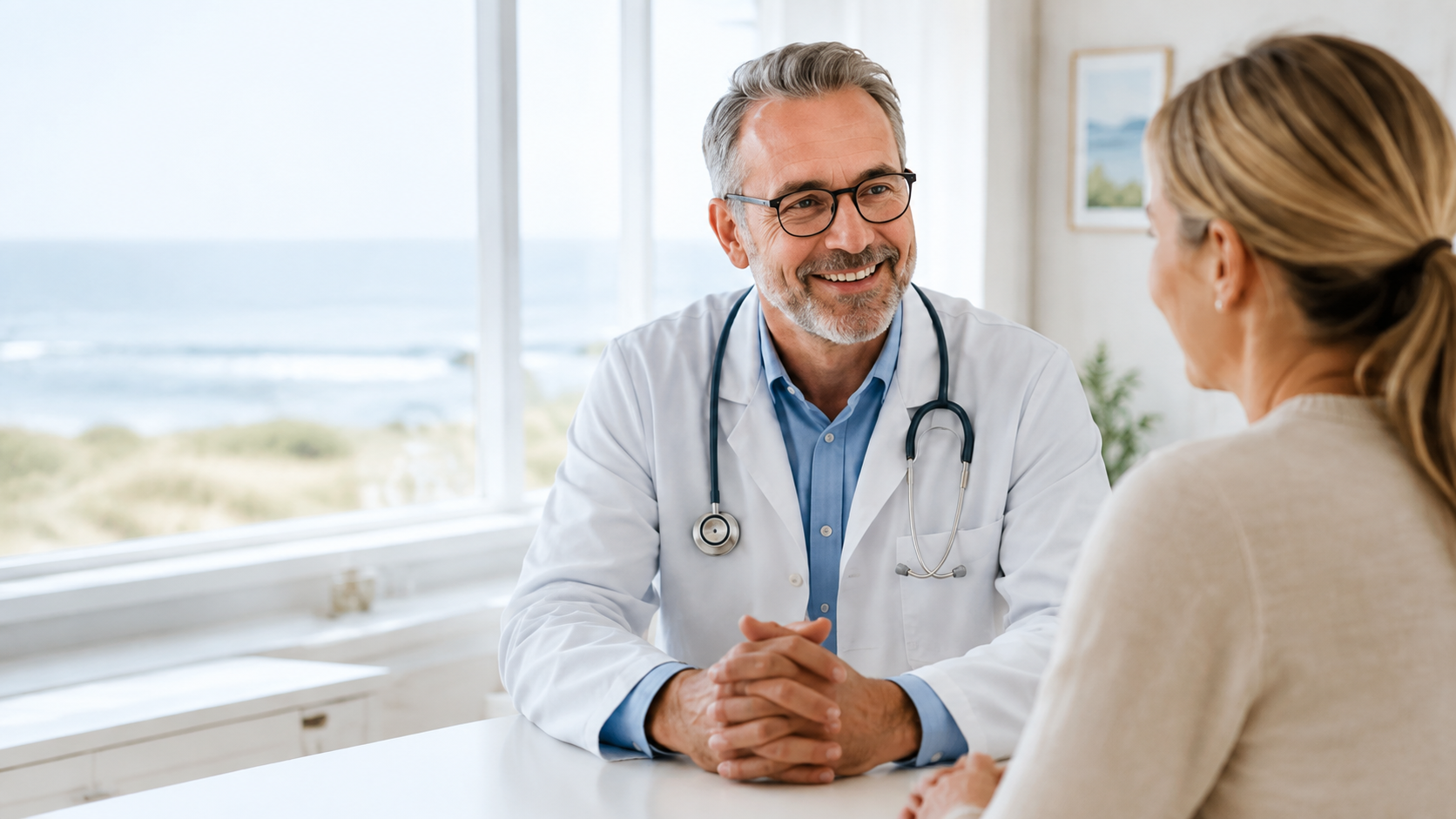 Arzt im persönlichen Gespräch mit einer Patientin